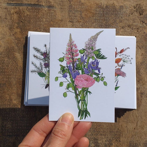 Set of 12 notelets by Alice Draws the Line, illustrated bouquets for each month of the year