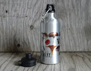 Fungi Water bottle by Alice Draws The Line, illustrated water bottle, mushroom water bottle,