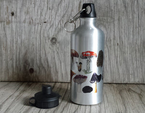 Fungi Water bottle by Alice Draws The Line, illustrated water bottle, mushroom water bottle,