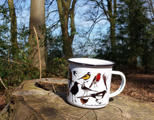 Garden birds enamel mug by Alice Draws The Line, UK garden birds, picnic mug, camping mug, bird watching mug, garden mug,
