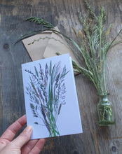 Load image into Gallery viewer, Grasses Greeting card by Alice Draws The Line, a bouquet of meadow gasses printed on recycled card