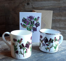 Load image into Gallery viewer, Seasonal Special edition China coffee mug by Alice Draws the line, Hellebore mug, hellebores China tea mug