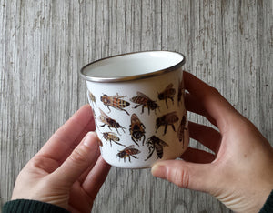 Honey Bees enamel mug by Alice Draws the Line, Honey bee illustration, beekeeper gift