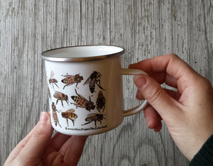 Honey Bees enamel mug by Alice Draws the Line, Honey bee illustration, beekeeper gift