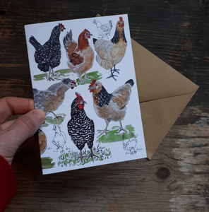 Chickens galore! Greeting Card, Blank inside