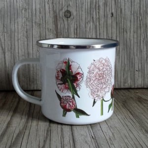 Peonies mug by Alice Draws The Line, enamel mug, flower garden, cut flowers