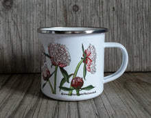 Load image into Gallery viewer, Pink Peonies enamel mug by Alice Draws The Line, pink peony