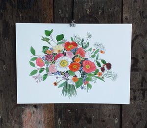 Bespoke botanical artwork of your wedding bouquet as a means of preserving it beyond the big day illustration by Alice Draws the Line