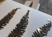 Load image into Gallery viewer, Printed bracken and gold foil Christmas cards by Alice Draws the Line, fern Christmas card gold details