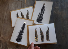 Load image into Gallery viewer, Printed bracken and gold foil Christmas cards by Alice Draws the Line, fern Christmas card,
