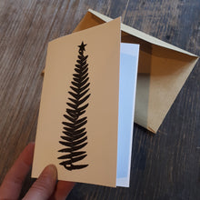 Load image into Gallery viewer, Fern Christmas Tree with and gold foil star Christmas cards by Alice Draws the Line, fern Christmas card,