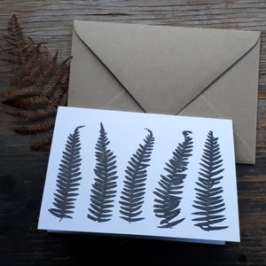 printed bracken greeting card by Alice Draws the Line, blank inside tree print card