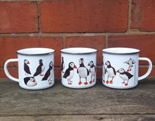 Load image into Gallery viewer, Puffin enamel mug by Alice Draws The Line