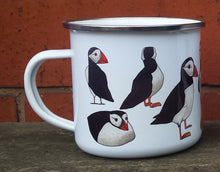 Load image into Gallery viewer, Puffin enamel mug by Alice Draws The Line