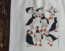 Load image into Gallery viewer, Puffins tote bag by Alice Draws the Line, puffin bag for life