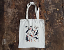 Load image into Gallery viewer, Puffins tote bag by Alice Draws the Line, puffin bag for life