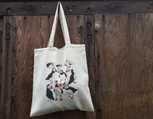 Load image into Gallery viewer, Puffins tote bag by Alice Draws the Line, puffin bag for life