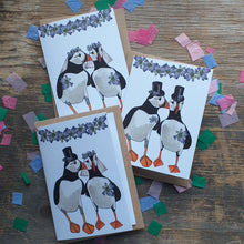 Load image into Gallery viewer, Puffin wedding cards by Alice Draws the Line, LGBTQ+ wedding cards