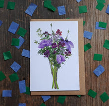 Load image into Gallery viewer, Purple bouquet by Alice Draws the Line posy of purple flowers 