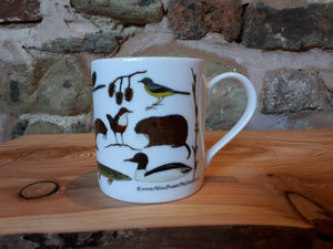 River creatures mug, illustrated river species feature on this china mug by Alice Draws The Line