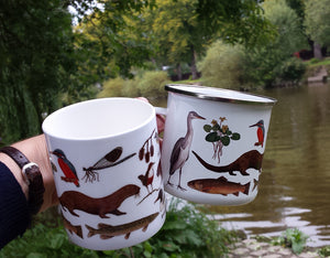 River Species Mugs, water vole, dipper, otter, banded demoiselle, kingfisher mug by Alice Draws The Line