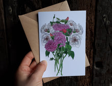 Load image into Gallery viewer, Roses bouquet greeting card by Alice Draws the Line, blank inside, wedding card, birthday card, mother&#39;s day card