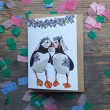 Load image into Gallery viewer, Puffin Wedding Greeting Card, Blank inside