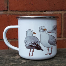 Load image into Gallery viewer, Seagull Enamel Mug by Alice Draws The Line, Herring Gull mug