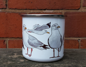 Seagull Enamel Mug by Alice Draws The Line, Herring Gull mug