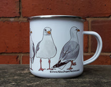 Load image into Gallery viewer, Seagull Enamel Mug by Alice Draws The Line, Herring Gull mug