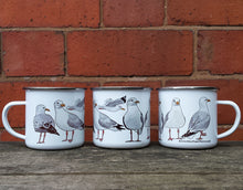 Load image into Gallery viewer, Seagull Enamel Mug by Alice Draws The Line, Herring Gull mug