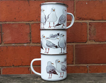Load image into Gallery viewer, Seagull Enamel Mug by Alice Draws The Line, Herring Gull mug