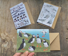 Load image into Gallery viewer, Seaside selection of cards by Alice Draws The Line, set of 3 greeting cards, printed on recycled card and blank inside