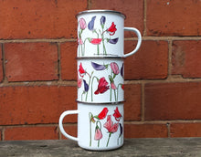 Load image into Gallery viewer, Sweet Pea enamel mug by Alice Draws The Line Mother&#39;s day gift, flower enamel mug