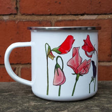 Load image into Gallery viewer, Sweet Pea enamel mug by Alice Draws The Line Mother&#39;s day gift, flower enamel mug