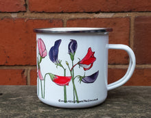 Load image into Gallery viewer, Sweet Pea enamel mug by Alice Draws The Line Mother&#39;s day gift, flower enamel mug
