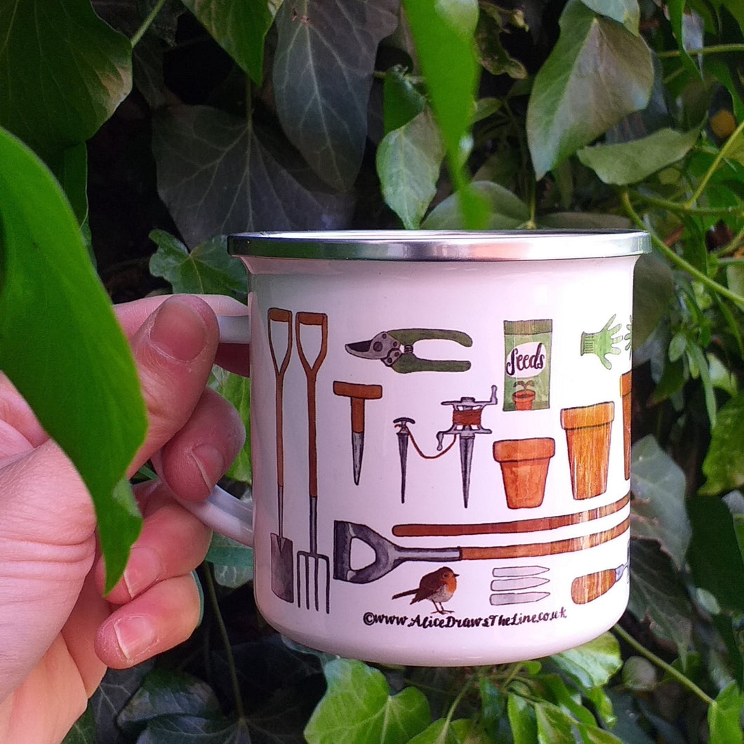 Gardener's Allotment mug by Alice Draws The Line, veg garden mug