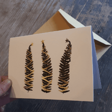 Load image into Gallery viewer, Printed bracken and gold foil Christmas cards by Alice Draws the Line, fern Christmas card,