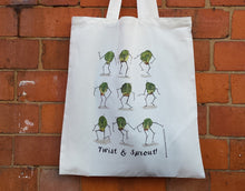 Load image into Gallery viewer, Twist and Sprout tote bag by Alice Draws The Line, reusable bag for life, Christmas Sprout design
