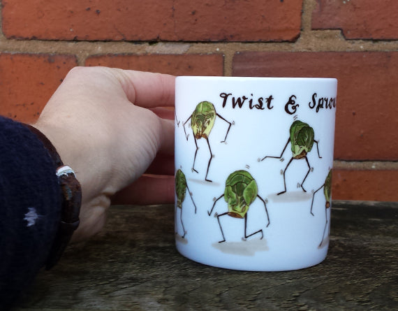 Twist and Sprout Christmas Mug design by Alice Draws The Line, Sprout lover gift