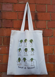 Twist and Sprout tote bag by Alice Draws The Line, reusable bag for life, Christmas Sprout design