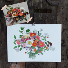 Load image into Gallery viewer, Wedding bouquet illustration by Alice Draws the Line, keep your wedding flowers fresh with an illustration of your bouquet to remember the day