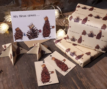 Load image into Gallery viewer, We Three Cones Christmas Wrapping Paper and gift tags by Alice Draws The Line