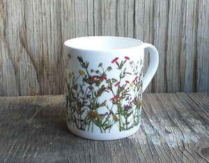 Spring Wildflowers Mug by Alice Draws The Line, cow parsley, red  campion, stitchwort, buttercup