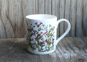 Spring Wildflowers Mug by Alice Draws The Line, cow parsley, red  campion, stitchwort, buttercup