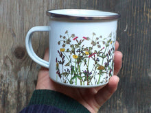 Load image into Gallery viewer, spring wildflowers enamel mug by Alice Draws The Line, hedgerow flowers ,