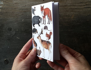 Woodland Animals Notebook, A6 plain pages, recycled paper