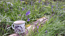 Load image into Gallery viewer, Bluebell enamel mug by Alice Draws The Line Mother&#39;s day gift, flower enamel mug