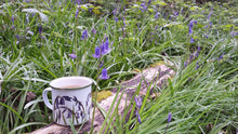 Load image into Gallery viewer, Bluebell enamel mug by Alice Draws The Line Mother&#39;s day gift, flower enamel mug