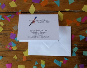 Party of Jays celebration card, birthday card, wedding card, by Alice Draws The Line